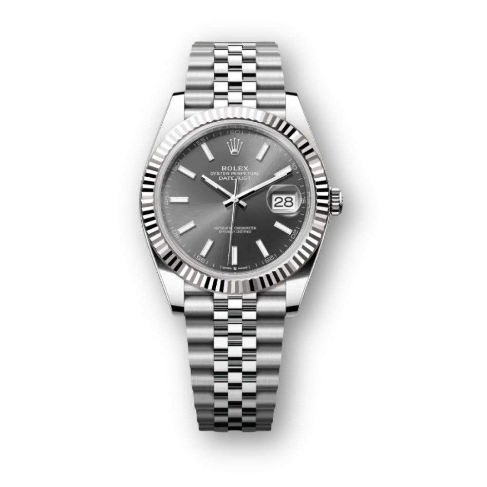 Datejust 41mm aus Edelstahl Oystersteel und Weißgold mit grauem Zifferblatt