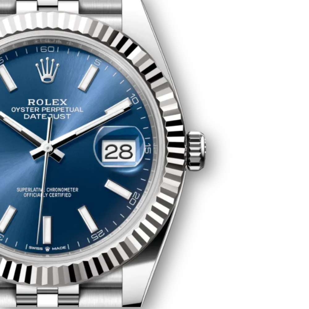 Datejust 41mm aus Edelstahl Oystersteel und Weißgold mit blauem Zifferblatt