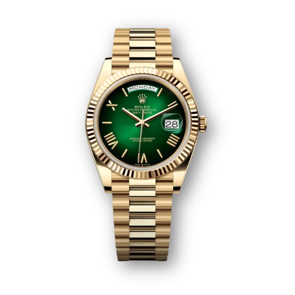 Day-Date 40mm aus Gelbgold mit grünem Zifferblatt