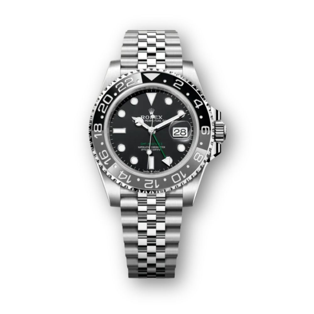 GMT-Master II 40mm aus Edelstahl Oystersteel mit schwarz-grauer Lünette