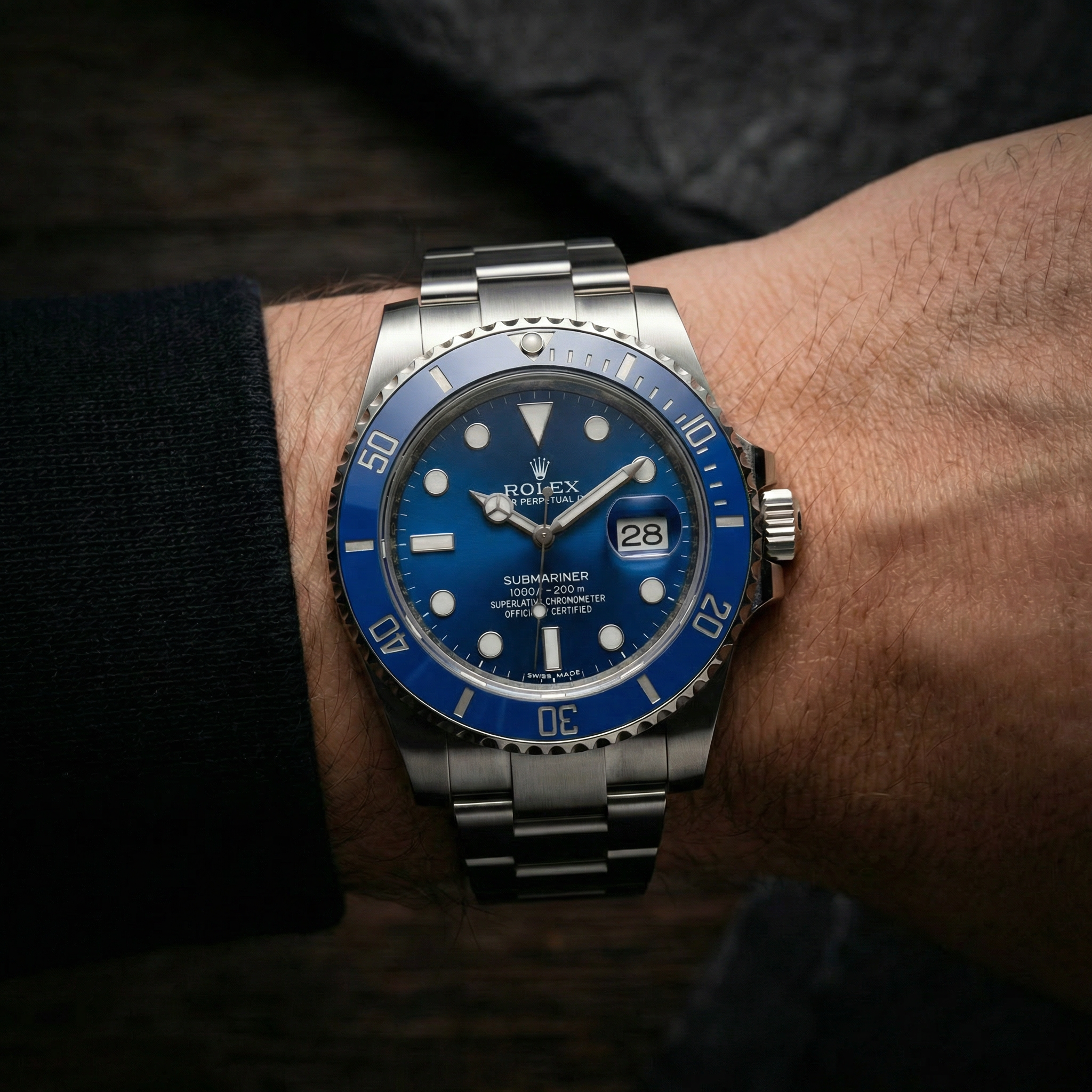 RO. Sub. – 41 mm aus Stahl mit blauem Zifferblatt