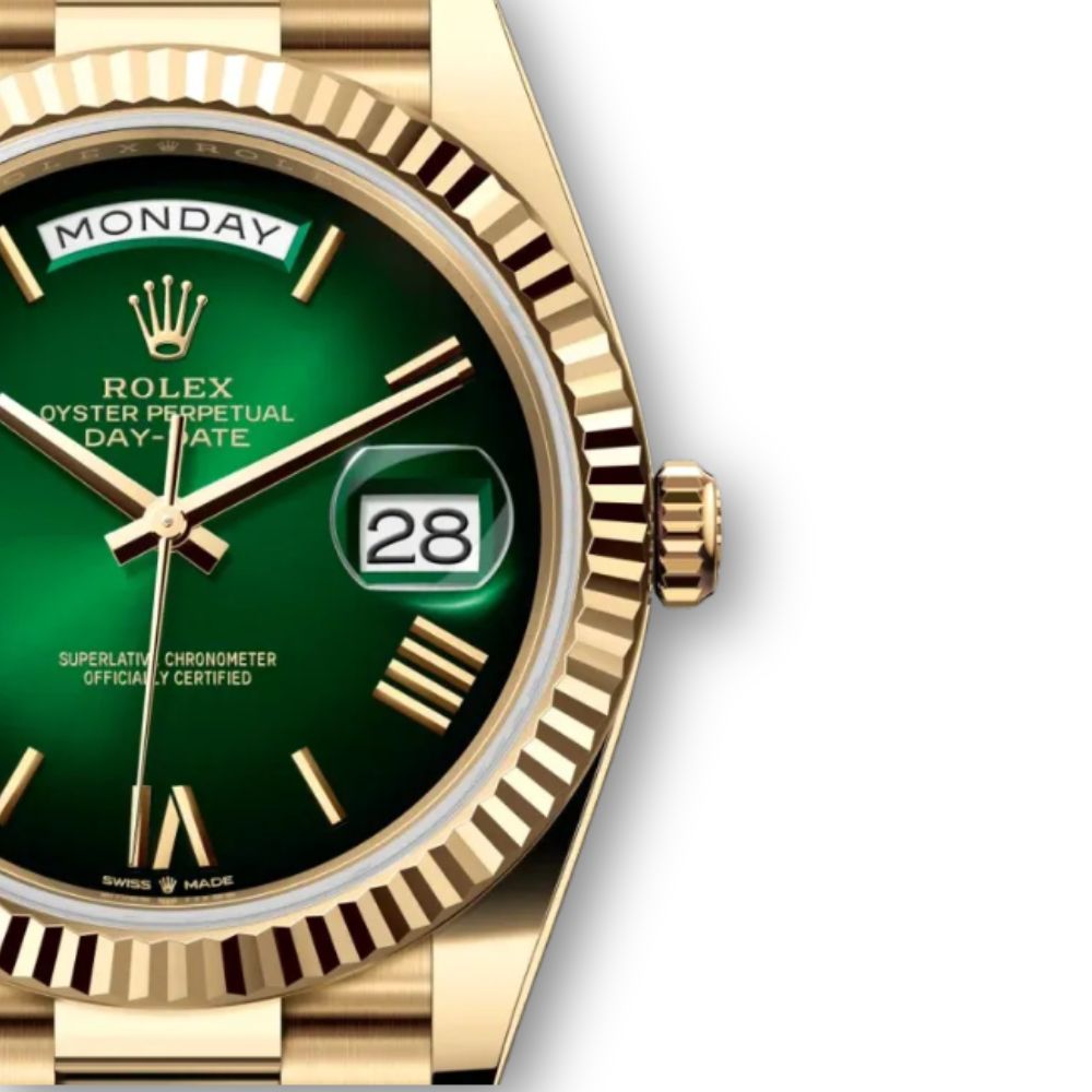 Day-Date 40mm aus Gelbgold mit grünem Zifferblatt