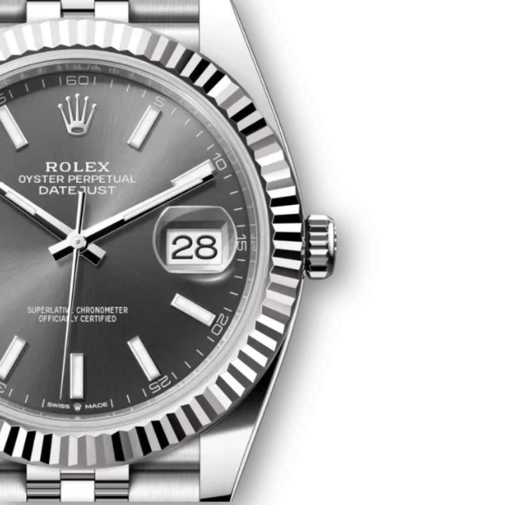 Datejust 41mm aus Edelstahl Oystersteel und Weißgold mit grauem Zifferblatt
