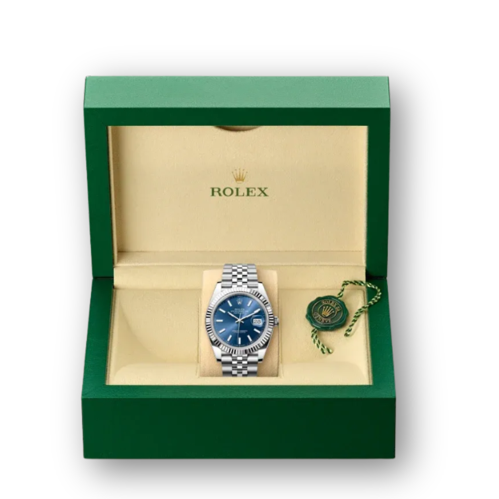 Datejust 41mm aus Edelstahl Oystersteel und Weißgold mit blauem Zifferblatt